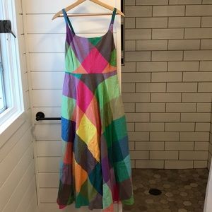 Vintage color block dress with pockets